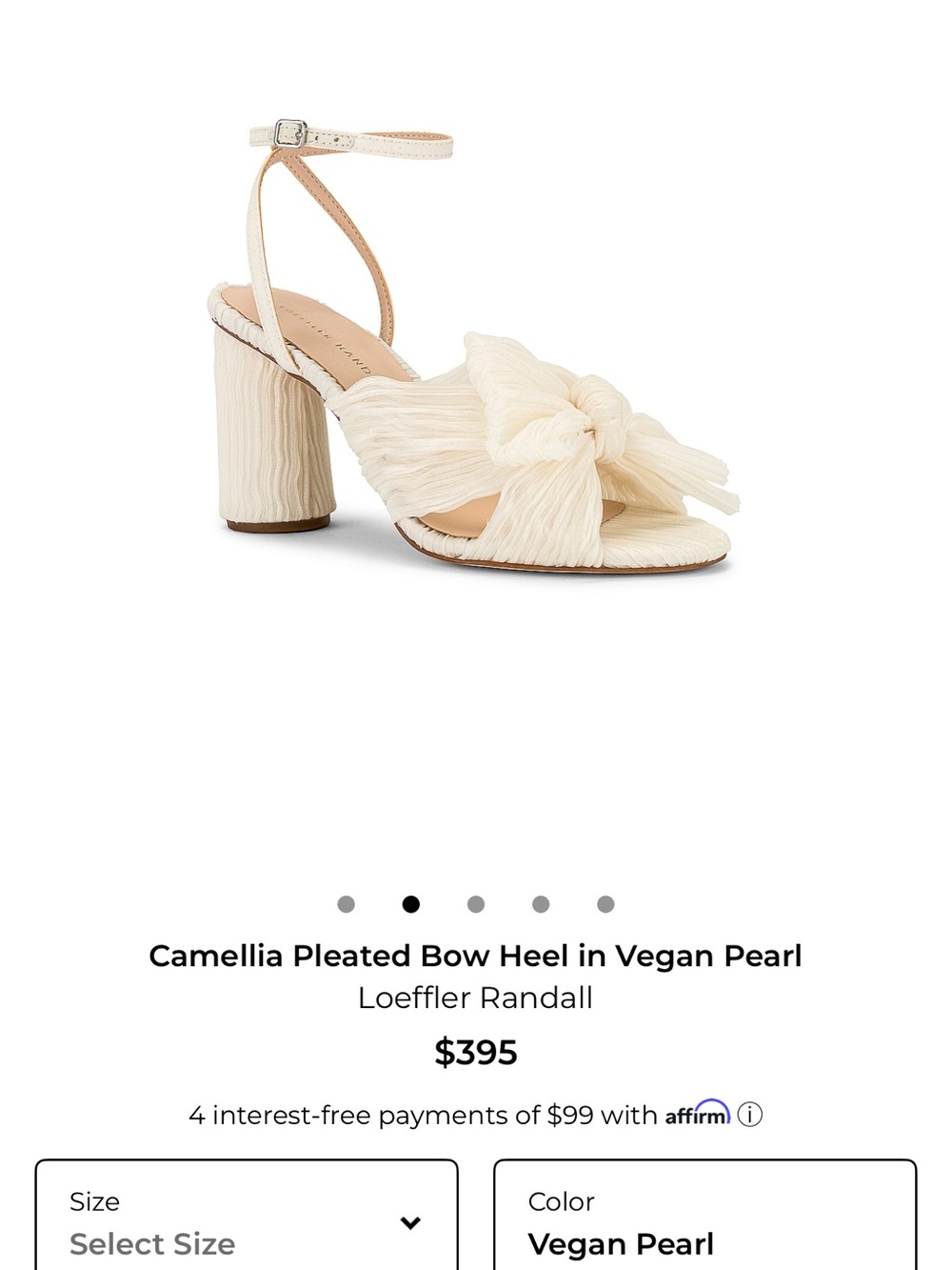 Loeffler Randall Camellia Pleated Bow Sandal in Vegan Pearl Cream